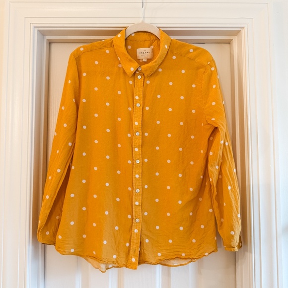 Sezane Ann shirt in Ochre with Ecru Polka Dots -- Size 10 US / 42 FR - Picture 5 of 10